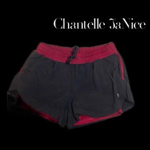 Layered Athletic shorts. Spandex layer. Red and Black. Danskin Now. Medium